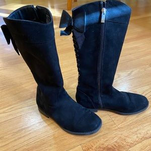 Girls Kenneth Cole black Swede boots, size 2.  Kennedy bow.  Like new!